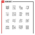 Pack of 16 creative Outlines of small, farming, smartphone, farm, time