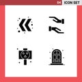 Group of 4 Modern Solid Glyphs Set for arrow, skull, care, board, living Royalty Free Stock Photo