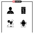 4 Universal Solid Glyph Signs Symbols of avatar, beach, human, communications, cocktail Royalty Free Stock Photo