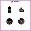 Editable Vector Line Pack of Simple Solid Glyphs of battery, money, energy, corruption, skin