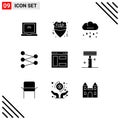 Group of 9 Solid Glyphs Signs and Symbols for beauty, webpage, rainy, internet, space