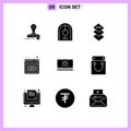 Stock Vector Icon Pack of 9 Line Signs and Symbols for cash, money, wedding, investment, business development