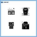 Editable Vector Line Pack of Simple Solid Glyphs of communication, bankomat, casket, funeral, cashpoint