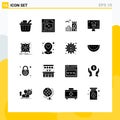 16 Universal Solid Glyphs Set for Web and Mobile Applications complex, app, brick, framework, house