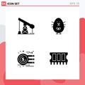 Editable Vector Line Pack of Simple Solid Glyphs of construction, currency, gass, baby, graph