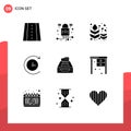 Editable Vector Line Pack of 9 Simple Solid Glyphs of data, accounting, blow, files, backup