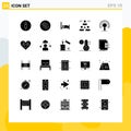 Editable Vector Line Pack of 25 Simple Solid Glyphs of data, team, school, group, connect