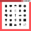 Editable Vector Line Pack of 25 Simple Solid Glyphs of development, computer, pc, coding, weather