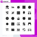 Editable Vector Line Pack of 25 Simple Solid Glyphs of gas, sidebar, transport, left, communication