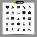 25 User Interface Solid Glyph Pack of modern Signs and Symbols of gift, depose, synth, degradation, synthesizer Royalty Free Stock Photo