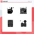 Editable Vector Line Pack of 4 Simple Solid Glyphs of hand, internet, belive, laptop, smartphone