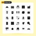 Editable Vector Line Pack of 25 Simple Solid Glyphs of help, user, water, chat, website