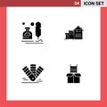 Editable Vector Line Pack of Simple Solid Glyphs of ink, card, letter, house, pantone
