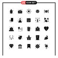 Editable Vector Line Pack of 25 Simple Solid Glyphs of internet, data, cold, business, winter