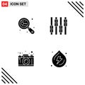 Editable Vector Line Pack of 4 Simple Solid Glyphs of key, creativity, search, editing, graphic Royalty Free Stock Photo