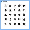 Group of 25 Modern Solid Glyphs Set for lock, cloud, sword, sport, dart