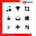 Editable Vector Line Pack of 9 Simple Solid Glyphs of marketing, phone, graphic, incoming, coins