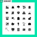 Editable Vector Line Pack of 25 Simple Solid Glyphs of medicine, clipboard, lightning, medical, sea