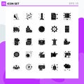 Editable Vector Line Pack of 25 Simple Solid Glyphs of network, server, business, work, share