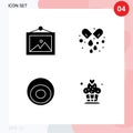 Editable Vector Line Pack of 4 Simple Solid Glyphs of photo, fashion, capsule, medicine, cake