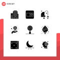 Editable Vector Line Pack of 9 Simple Solid Glyphs of programming, coding, equipment, code, international