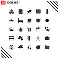 Group of 25 Solid Glyphs Signs and Symbols for scale, report, day, patient, healthcare