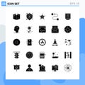 Editable Vector Line Pack of 25 Simple Solid Glyphs of system, plumber, police, mechanical, road