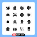 Editable Vector Line Pack of 16 Simple Solid Glyphs of toy, baby, cake, science, biology