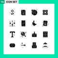 Editable Vector Line Pack of 16 Simple Solid Glyphs of traning, talent, protection, life, education