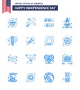 Editable Vector Line Pack of USA Day 16 Simple Blues of american; transport; garland; spaceship; launcher