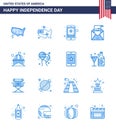 Editable Vector Line Pack of USA Day 16 Simple Blues of usa; house; phone; building; invitation