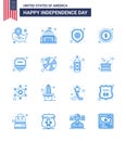 Editable Vector Line Pack of USA Day 16 Simple Blues of sign; money; landmark; usa; star Royalty Free Stock Photo
