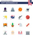 Editable Vector Line Pack of USA Day 16 Simple Flats of match; camping; american; cook; barbecue