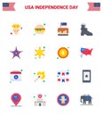 Editable Vector Line Pack of USA Day 16 Simple Flats of usa; police; independence; men; boot