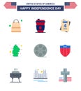 Editable Vector Line Pack of USA Day 9 Simple Flats of video; movis; invitation; desert; flower