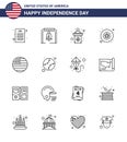 4th July USA Happy Independence Day Icon Symbols Group of 16 Modern Lines of usa; flag; election; american; military