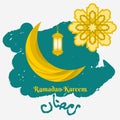 Ramadan Lamp With Crescent and Mandala Vector Illustration Royalty Free Stock Photo