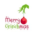 Merry Christmas Grinch Hands With Ornament Royalty Free Stock Photo