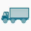 Flat Monochrome Side View Shipping Truck Vector Illustration Royalty Free Stock Photo