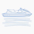 Outline Personal Watercraft on Water Vector Illustration Royalty Free Stock Photo