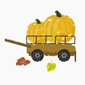 Brush Strokes Thanksgiving Pumpkins in Cart Vector Illustration