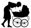 Mother with pram silhouette