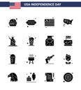 Editable Vector Solid Glyph Pack of USA Day 16 Simple Solid Glyphs of statue; liberty; flag; landmarks; united