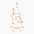 Top Front Side Outline Dallah Coffee Pot Vector Illustration