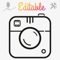 Editable web icon of modern lineart camera. Digital application pictogram Royalty Free Stock Photo