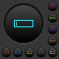 Editbox with editing cursor dark push buttons with color icons