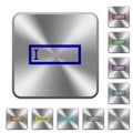 Editbox with editing cursor rounded square steel buttons
