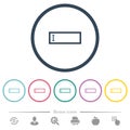 Editbox with editing cursor flat color icons in round outlines