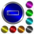 Editbox with editing cursor luminous coin-like round color buttons