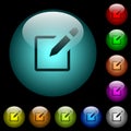 Editbox with pencil icons in color illuminated glass buttons